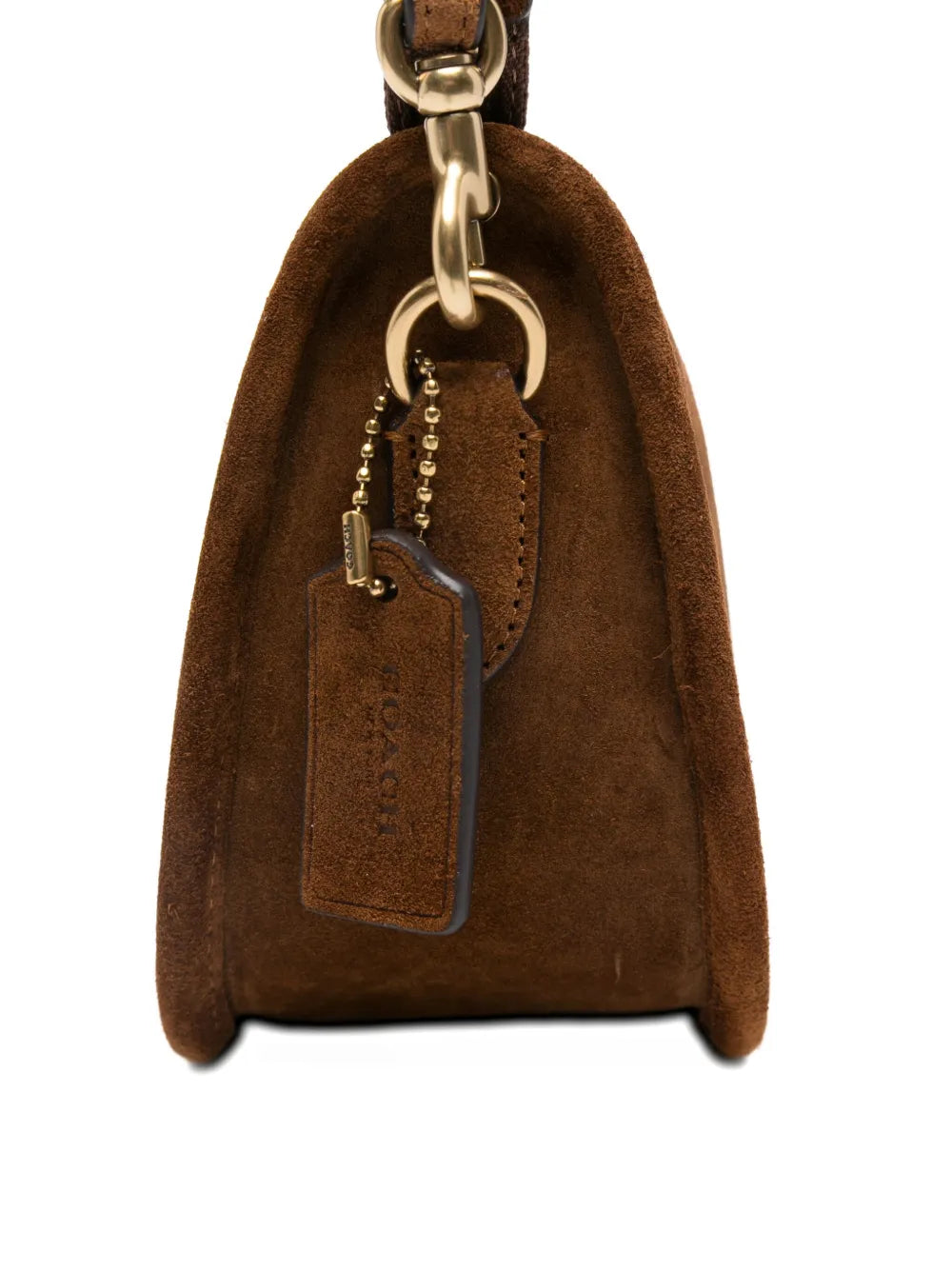 Coach chain-strap suede satchel bag