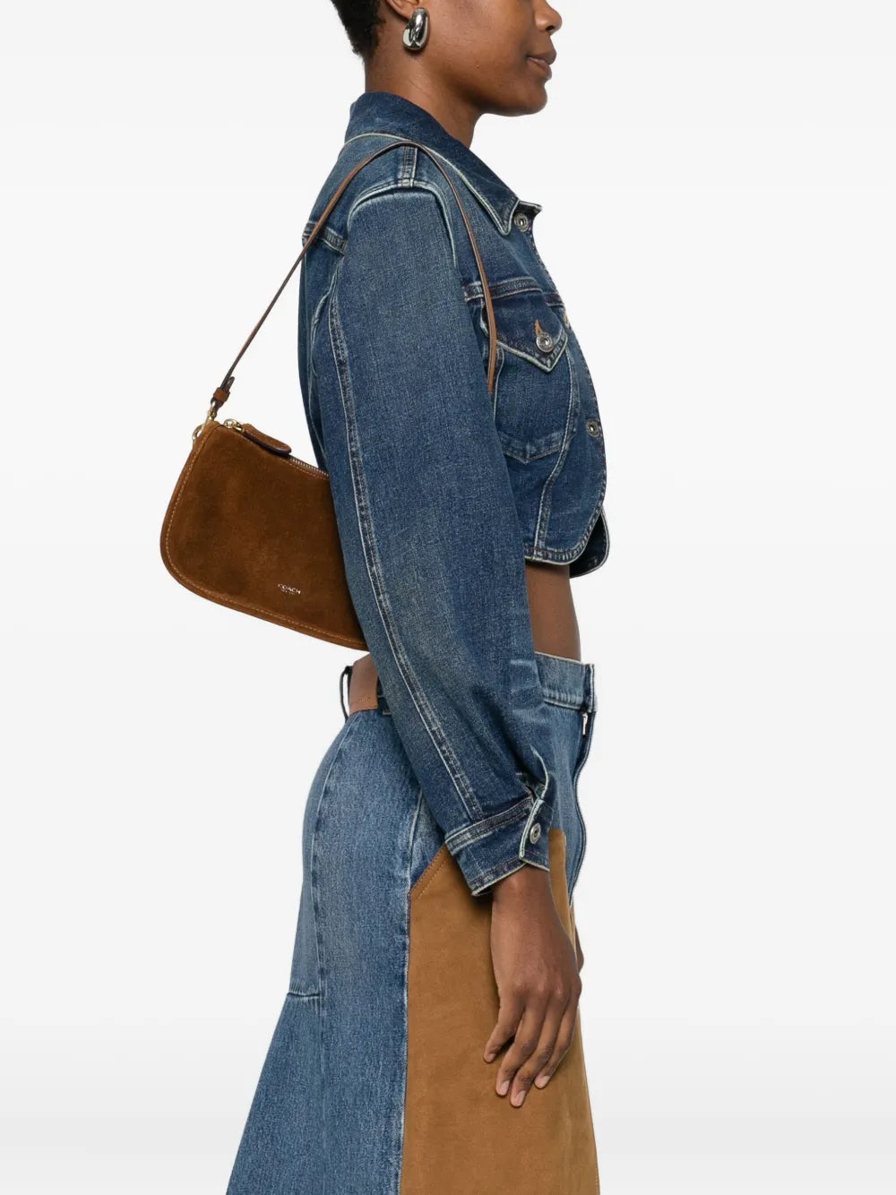 Coach chain-strap suede satchel bag