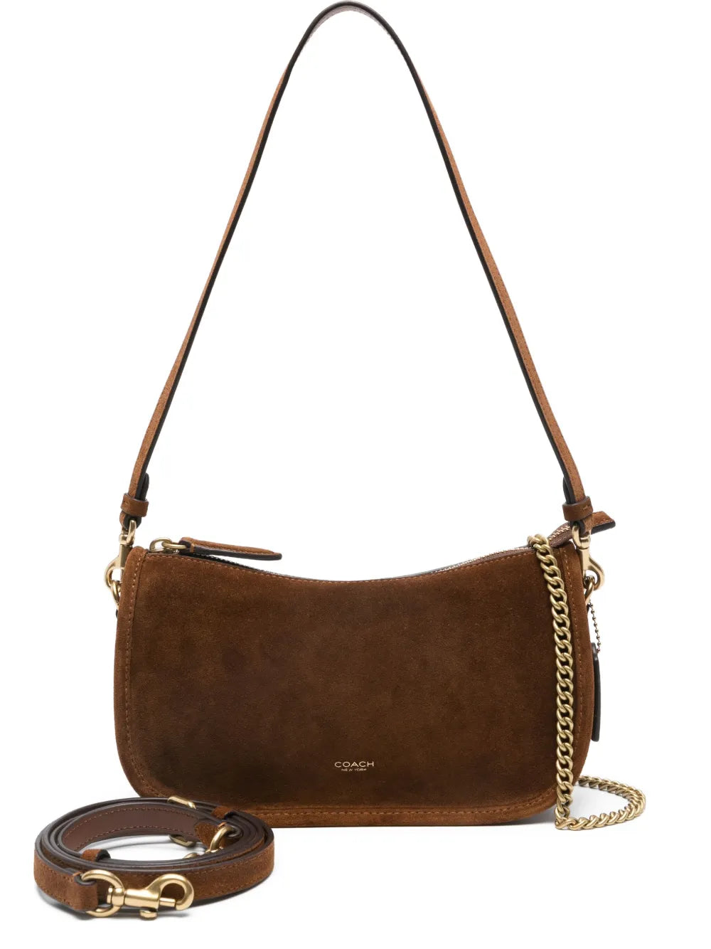 Coach chain-strap suede satchel bag
